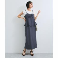ビス（VIS）/【洗える】タックギャザーペプラムキャミワンピース
