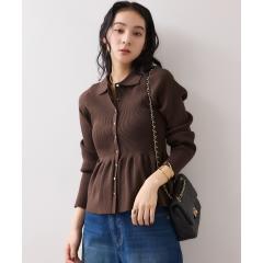 ビス(VIS)/【洗える】襟付きペプラムカーディガン ビス(VIS)/【洗える】襟付きペプラムカーディガン