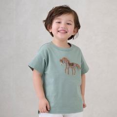 プティマイン（petit main）/アップリケ車・ポニー半袖Tシャツ
