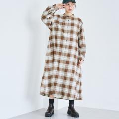 コーエン（coen）/オンブレチェックライトネルシャツワンピース