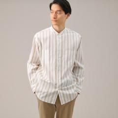 タケオキクチ（TAKEO KIKUCHI）/100／2ストライプ バンドカラーシャツ