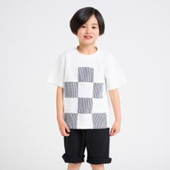 コムサイズム（COMME CA ISM）/ギンガムチェック使い パッチワーク半袖Tシャツ
