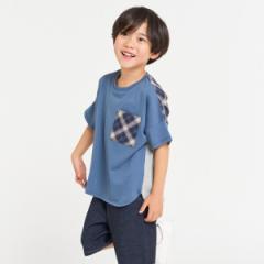 コムサイズム（COMME CA ISM）/くしゅっとチェック 半袖切り替えTシャツ