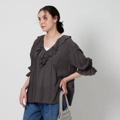 ビューティー＆ユース ユナイテッドアローズ（BEAUTY&YOUTH）/レーヨンコットン ラッフル ハーフスリーブ シャツ