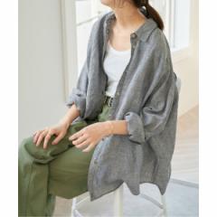 スピック＆スパン（Spick and Span）/《追加》80リネンカシュクールビッグシャツ