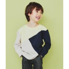 ザ ショップ ティーケー（THE SHOP TK）/【100－150】斜めブロッキング長袖Tシャツ洗濯機OK