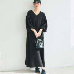 コカ（coca）/エンボスVネック袖ぽわワンピース 全2色
