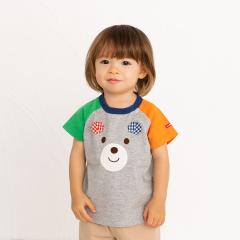 ミキハウス ホットビスケッツ/お顔のラグラン半袖Tシャツ