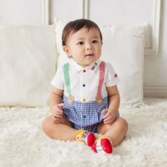 ミキハウス ホットビスケッツ/サスペンダー風 襟付き ショートオール