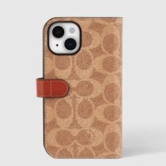 P[XCgiCase|Matej/iPhone15 Coach Folio Signature Canvas Tan