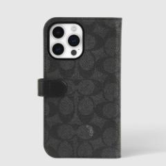 P[XCgiCase|Matej/iPhone15Pro Coach Folio Signature Canvas Charcoal