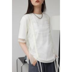 アズールバイマウジー(AZUL BY MOUSSY)/チュールレイヤードドロストトップス アズールバイマウジー(AZUL BY MOUSSY)/チュールレイヤードドロストトップス