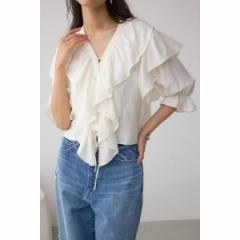 アズールバイマウジー（AZUL BY MOUSSY）/ラッフルフリル5分袖ブラウス