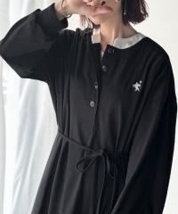レディース ワンピース 長袖 切替 かわいい 上品 デート ママ服 ブルー