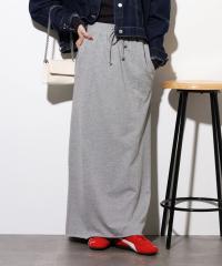 大人ボックスプリーツスカート グレー ひざ下丈 ミモレ丈 タイト