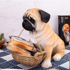 パグ雑貨 犬置物 パグ犬 置き飾り 儲金箱 小物入れ 樹脂パグ キー 玄関収納ボックス 犬の像の置物 彫刻ジュエリー