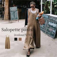 パンツドレス 春 夏 きれいめ サロペット パンツ レディース 大人サロペット リネン 綿 コットン サロペ つなぎ オールイン