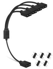 upHere ARGBファン用電源ケーブル 4分岐ケーブル アドレサブルLED用5V3ピンARGBヘッダーコネクタ RGBファンやLEDテープ増設用