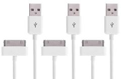 オーディオファン データ通信 充電OK 30ピンDOCKケーブル iPhone4/4S iPad iPod対応 1m ホワイト 3本