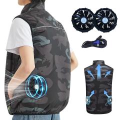 (inotenka) ファン付きベスト 空調作業服 ファン付き作業服 扇風機付きベスト 大きいサイズ S-4XL 大風量 空調ウェア 冷却服 USB