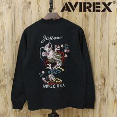 �������� AVIREX �A���B���b�N�X SOUVENIR L/S T-SHIRT DRAGON�� CHERRY BLOSSOMS �X�[�x�j�A ����T�V���c �h���S�����`�F���[�u���b�T��