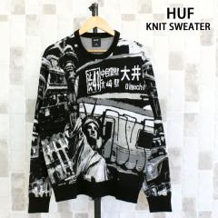  HUF nt [hChR~[^[Z[^[ WORLDWIDE COMMUTER SWEATER KN00558 ubN  gbvX N[lbN W