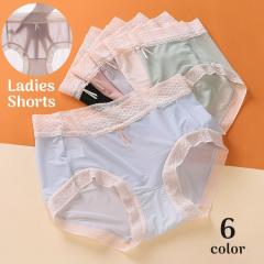 スタンダードショーツ フルバック レディース パンツ 女性下着 シースルー 透け感 薄手 パンティー レース ミニリボン 婦人下
