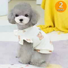 ドッグウェア ペットウェア カットソー 犬服 猫服 小型犬 ペット用品 洋服 クマ くま フリル袖 おしゃれ かわいい プルオー