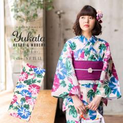 浴衣 レディース bonheur saisons ボヌールセゾン 白系 アイボリー 赤