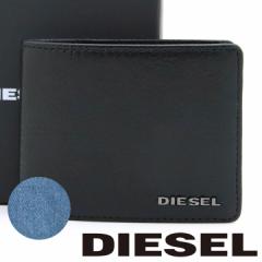 ディーゼル 二つ折り財布 DIESEL 財布 小銭入れなし メンズ ブラック レザー X08181 P4229 H1146