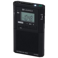 ���� �|�P�b�g���W�I AUREX LED���C�g�t�� �f�J�����t���p�l�� AX-PRU60-K �u���b�N FM�EAM �߂��܂� �h�� 2WAY�d�� ���d�r USB Type-C�[