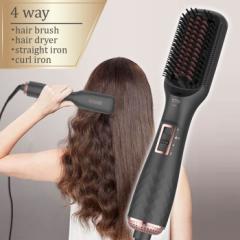 カトレ cattre ブラシ型 ヘアアイロン ドライヤー Resca レスカ クアトロスタイラー CTH-580 マットグレー＆ローズピンク 遠赤外線 マイ