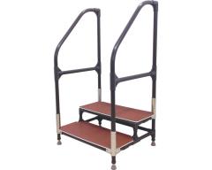 矢崎化工 株式会社 手すり付ｽﾃｯﾌﾟ台 ﾕﾆｯﾄﾀｲﾌﾟ 2段 CHE-2 （ﾏｯﾄ・ﾌﾚｰﾑ色