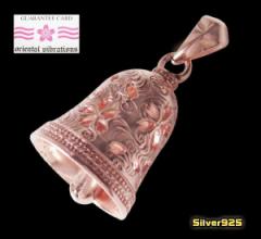 oriental vibrations(OV)桜 ベルペンダント(1) メイン 和風デザイン 桜色 ピンクゴールド ネックレス (銀) 