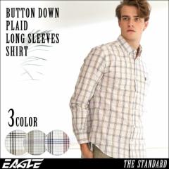 シャツ 長袖 メンズ ボタンダウン チェック柄 大きいサイズ 日本規格 ブランド EAGLE THE STANDARD【メール便可】/ イーグル 長袖シャツ 