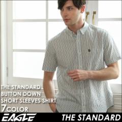 シャツ 半袖 メンズ ボタンダウン ストライプ 大きいサイズ 日本規格 ブランド EAGLE THE STANDARD【メール便可】/ イーグル 半袖シャツ 