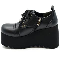 スリッポン リボンパンプス レディース 本革 レザー ブラック 22-24.5