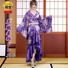 ハンドメイド*着物ドレス*浴衣*桜吹雪*紫*結婚式*110 0367top-1.png