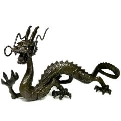 銅製 黒龍置物22cm (KM010) 【送料無料】（沖縄別途700円） ｜龍
