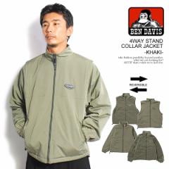 30OFF SALE Z[ BEN DAVIS xfCrX 4WAY STAND COLLAR JACKET -KHAKI- Y WPbg o[Vu atfjkt