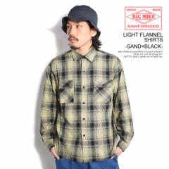 BIG MIKE rbO}CN LIGHT FLANNEL SHIRTS - SAND~BLACK Y Vc  `FbNVc lVc  atftps