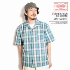 BIG MIKE rbO}CN OMBRE CHECK S/S SHIRTS - MINT~WHITE Y Vc  `FbNVc Iu`FbN  atftps