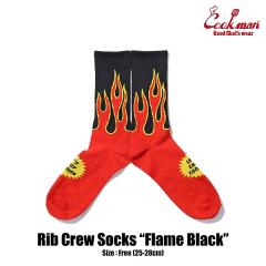 COOKMAN �N�b�N�}�� Rib Crew Socks Flame Black �����Y �\�b�N�X �C�� �n�C�\�b�N�X �X�g���[�g atfacc