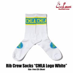 COOKMAN NbN} Rib Crew Socks CMLA logo White Y \bNX C nC\bNX Xg[g atfacc