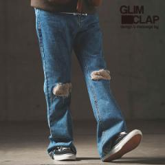 2022 H~ 2nd s\ 10{`{ח\ GLIMCLAP ONbv Used processing semi-flared silhouette jeans Y