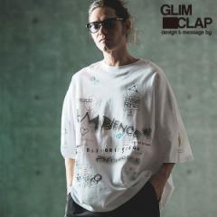 2024 t 2nd s\ 6{`{ח\ GLIMCLAP ONbv Printed oversized T-shirt -Handwriting Art- Y atftps