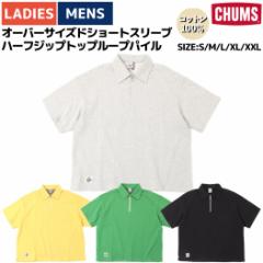 `X CHUMS Oversized S/S Half Zip Top LP I[o[TCYhV[gX[un[tWbvgbv[vpC Y fB[X t