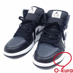 中古未使用品 ナイキ スニーカー エア ジョーダン 1 MID メンズ レザー ブラック 黒 26.5cm DQ8426-010 ハイカット 古着 アパレル