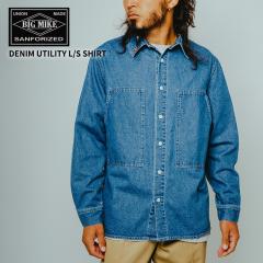 �r�b�O�}�C�N �����Y �����V���c  BIG MIKE �f�j�� ���[�e�B���e�B�[ �����V���c Denim Utility Long Sleeve Shirt  �f�j���V���c ���[�N