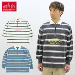 �}���n�b�^�� �|�[�e�[�W Manhattan Portage L/S Rugger Half-Zip Border Shirt MP-M522 ���K�[ �n�[�t�W�b�v �V���c ���� ����T